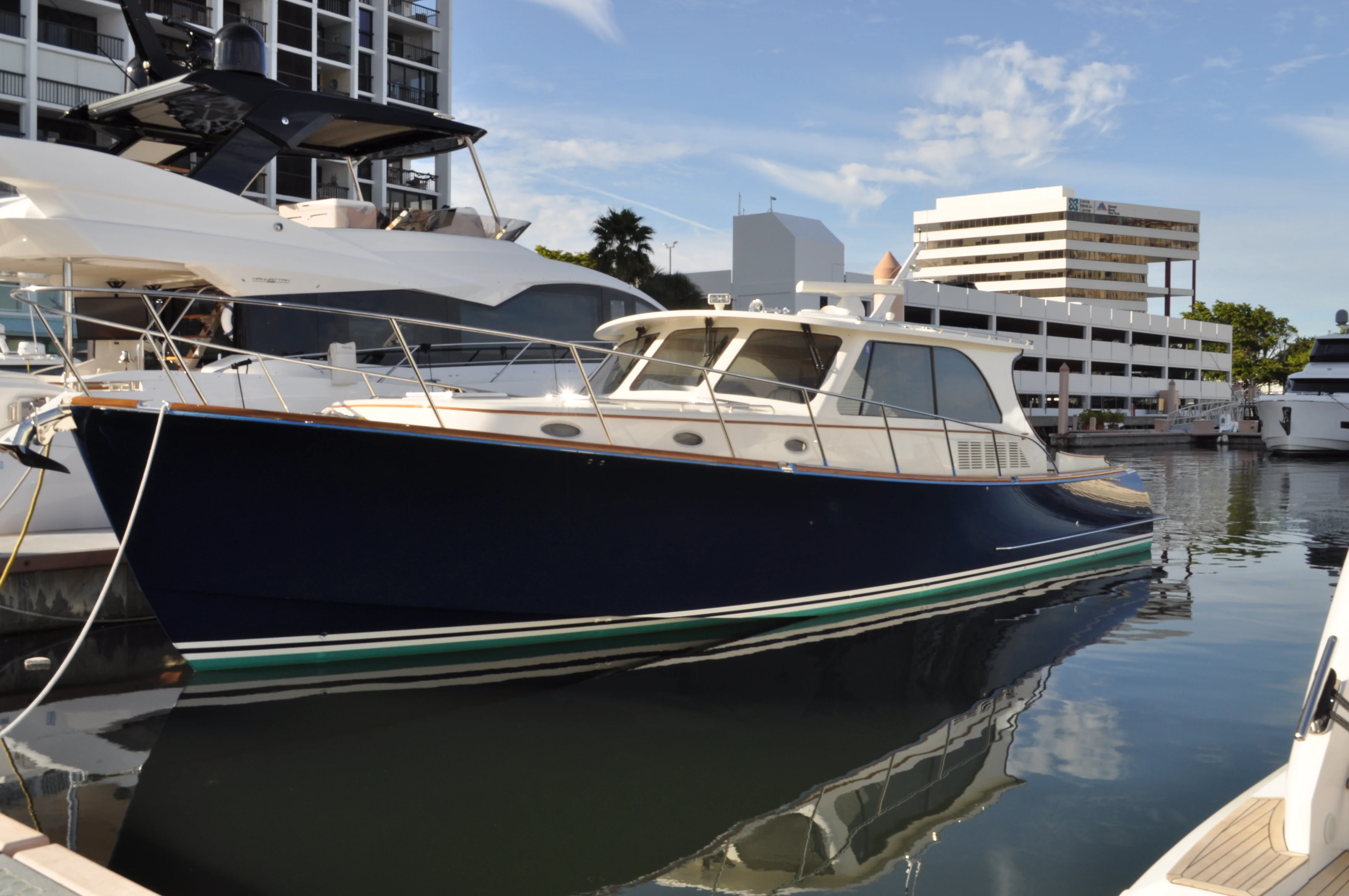 Luxury yacht on open water